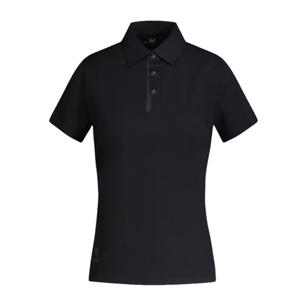 Barcelona Women's Seamless Button Polo - Black - Marwin Sports