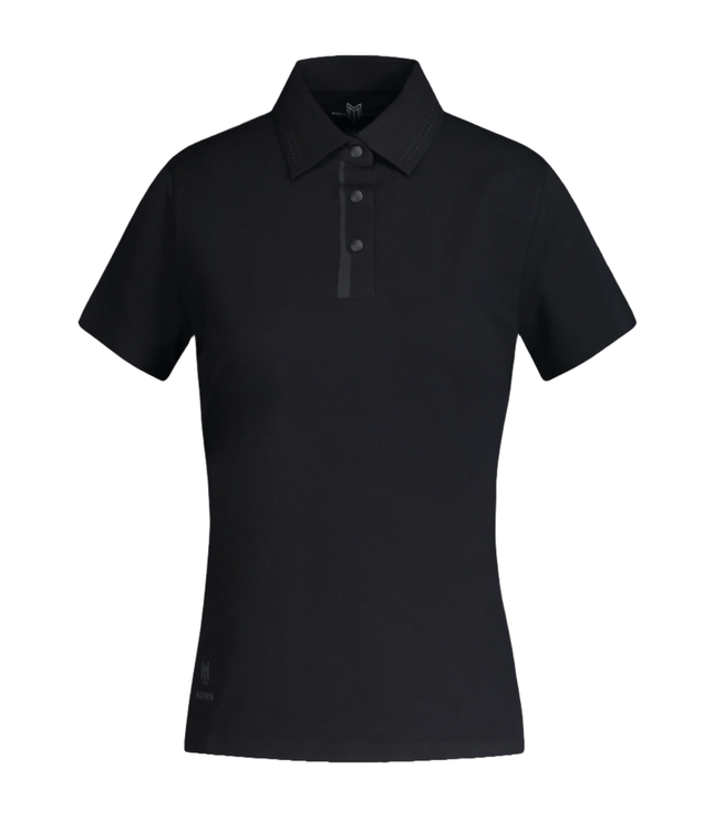 Barcelona Women's Seamless Button Polo - Black - Marwin Sports