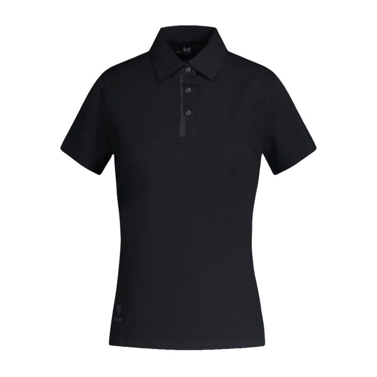 Barcelona Women's Seamless Button Polo - Black - Marwin Sports