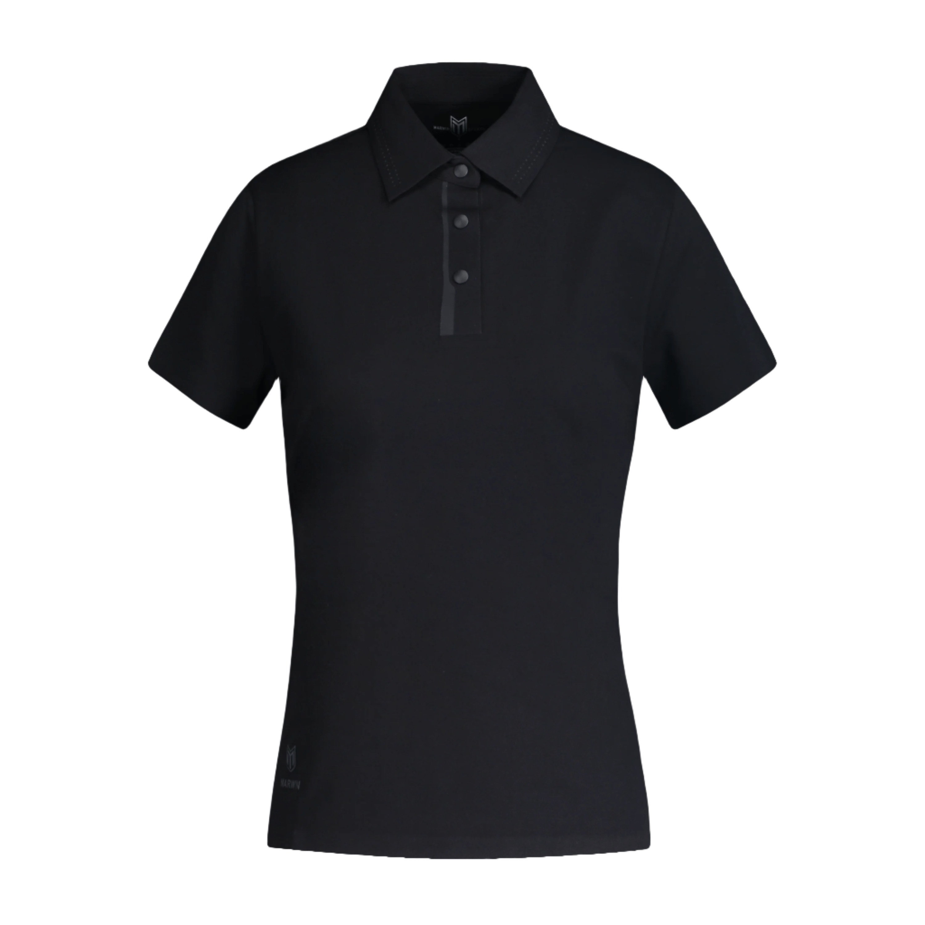 Barcelona Women's Seamless Button Polo - Black - Marwin Sports