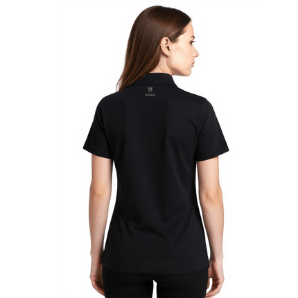 Barcelona Women's Seamless Button Polo - Black - Marwin Sports