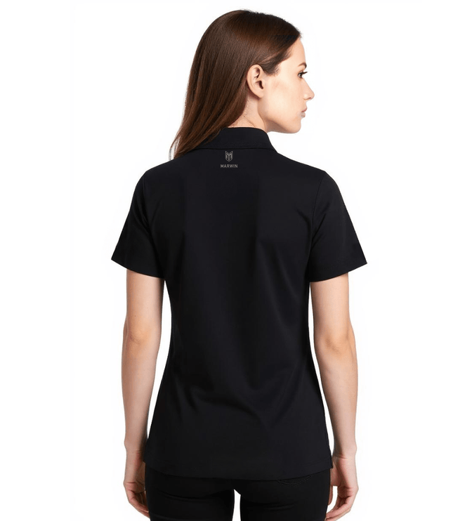 Barcelona Women's Seamless Button Polo - Black - Marwin Sports