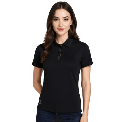 Barcelona Women's Seamless Button Polo - Black - Marwin Sports