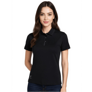 Barcelona Women's Seamless Button Polo - Black - Marwin Sports