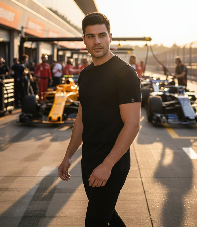 Branson Men's Crew Neck Tee - Black - Marwin Sports