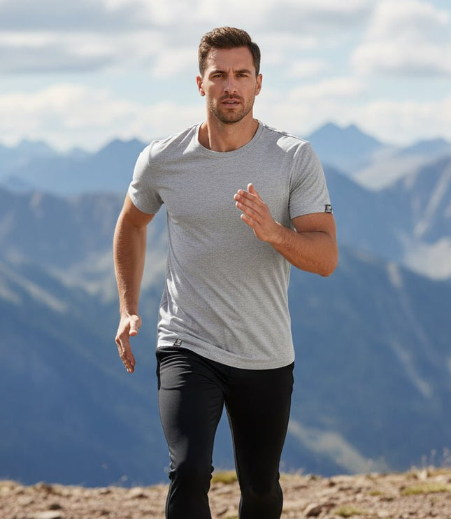 Branson Men's Crew Neck Tee - Grey - Marwin Sports