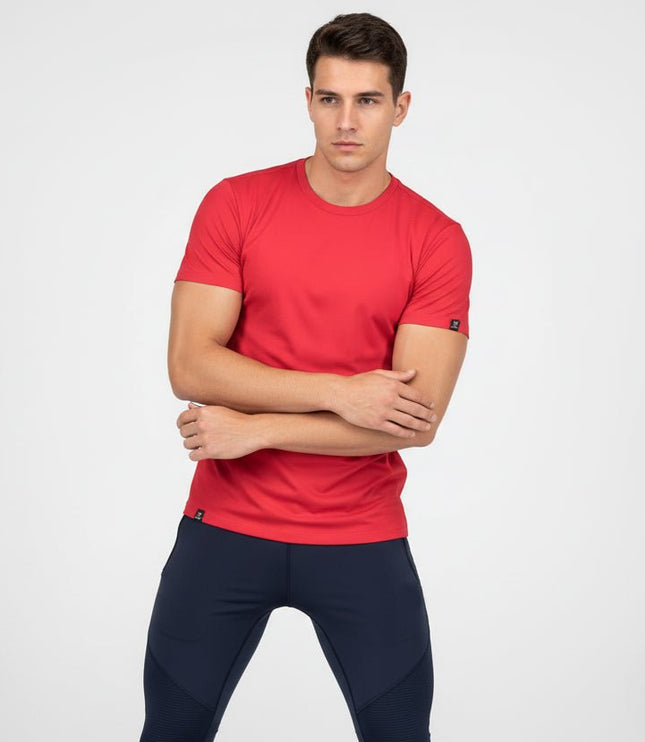 Branson Men's Crew Neck Tee - Red - Marwin Sports