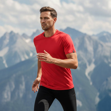 Branson Men's Crew Neck Tee - Red - Marwin Sports