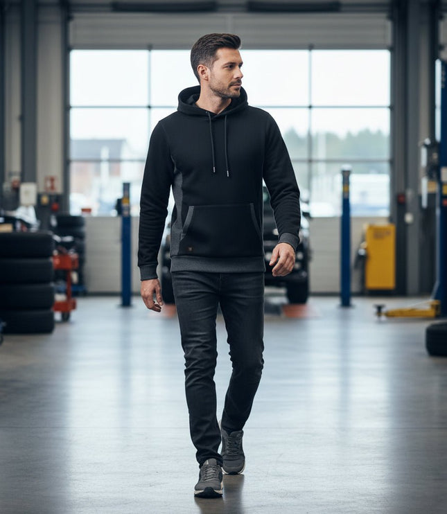 Elliot Men's Pullover Hoodie - Black/Grey - Marwin Sports