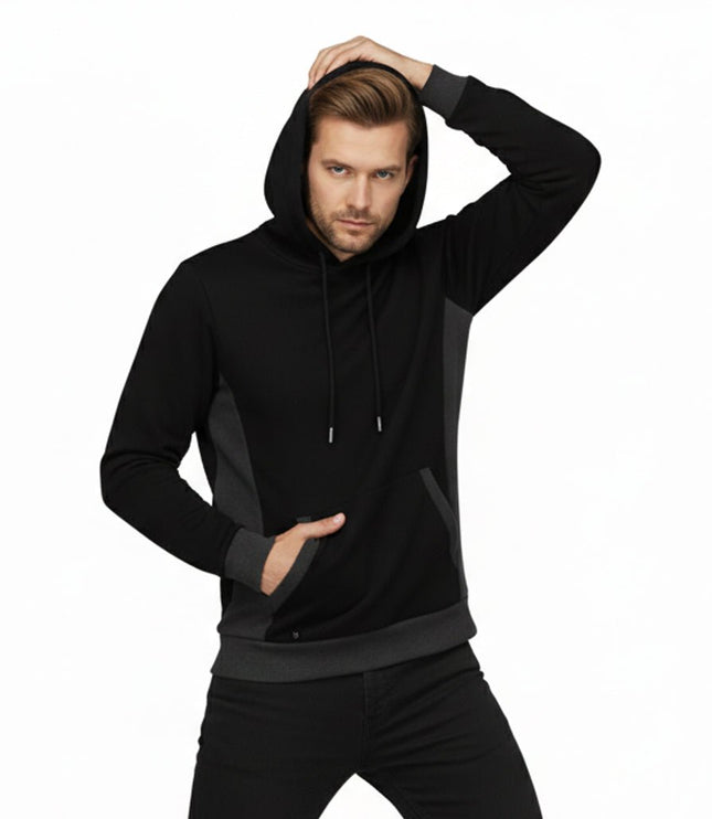 Elliot Men's Pullover Hoodie - Black/Grey - Marwin Sports