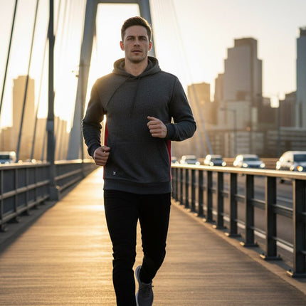 Elliot Men's Pullover Hoodie - Grey/Red - Marwin Sports