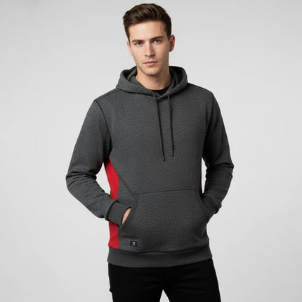 Elliot Men's Pullover Hoodie - Grey/Red - Marwin Sports