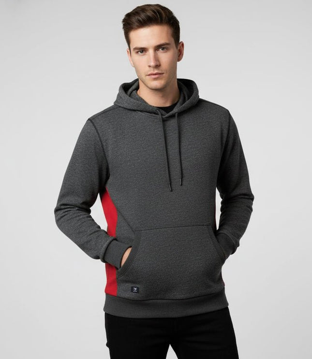 Elliot Men's Pullover Hoodie - Grey/Red - Marwin Sports