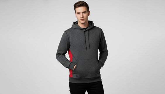 Elliot Men's Pullover Hoodie - Grey/Red - Marwin Sports