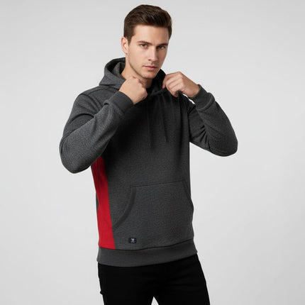 Elliot Men's Pullover Hoodie - Grey/Red - Marwin Sports