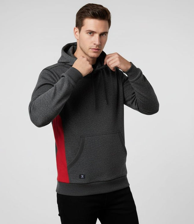 Elliot Men's Pullover Hoodie - Grey/Red - Marwin Sports