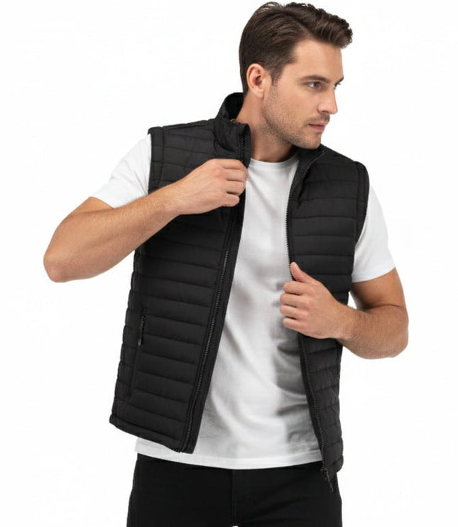 Everest Men's Puffer Jacket Removable Arms - Black - Marwin Sports