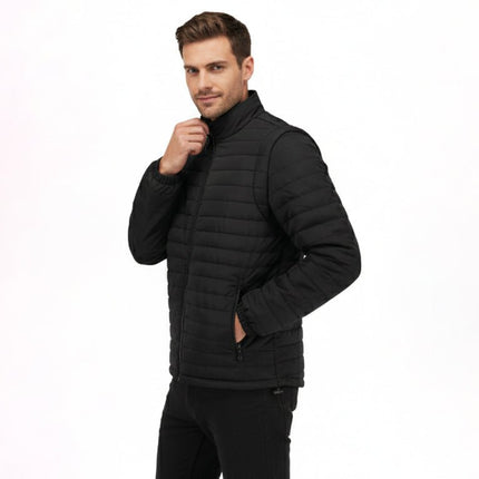 Everest Men's Puffer Jacket Removable Arms - Black - Marwin Sports