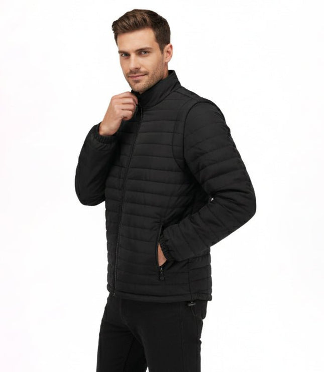 Everest Men's Puffer Jacket Removable Arms - Black - Marwin Sports