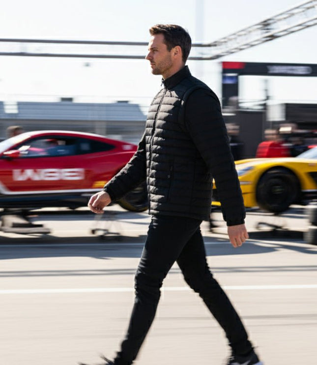 Everest Men's Puffer Jacket Removable Arms - Black - Marwin Sports