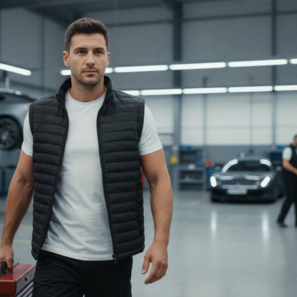 Everest Men's Puffer Jacket Removable Arms - Black - Marwin Sports