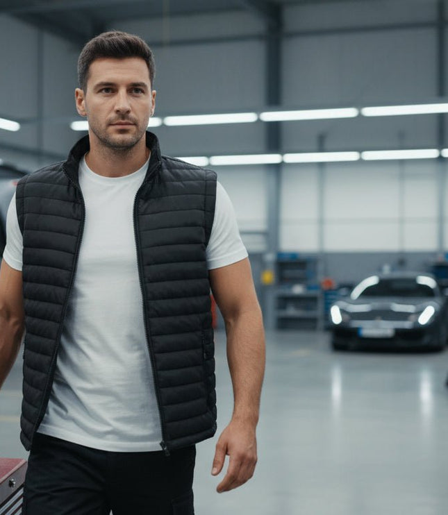 Everest Men's Puffer Jacket Removable Arms - Black - Marwin Sports