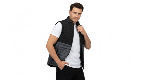 Everest Men's Puffer Jacket Removable Arms - Black/Grey - Marwin Sports