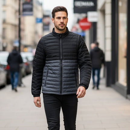 Everest Men's Puffer Jacket Removable Arms - Black/Grey - Marwin Sports