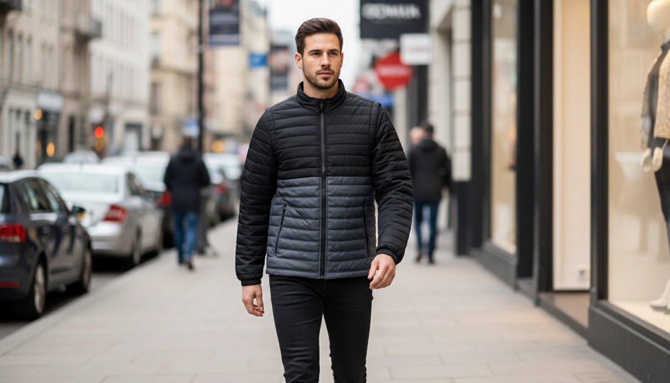 Everest Men's Puffer Jacket Removable Arms - Black/Grey - Marwin Sports