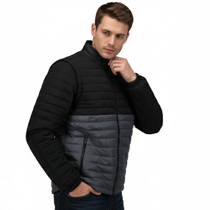 Everest Men's Puffer Jacket Removable Arms - Black/Grey - Marwin Sports