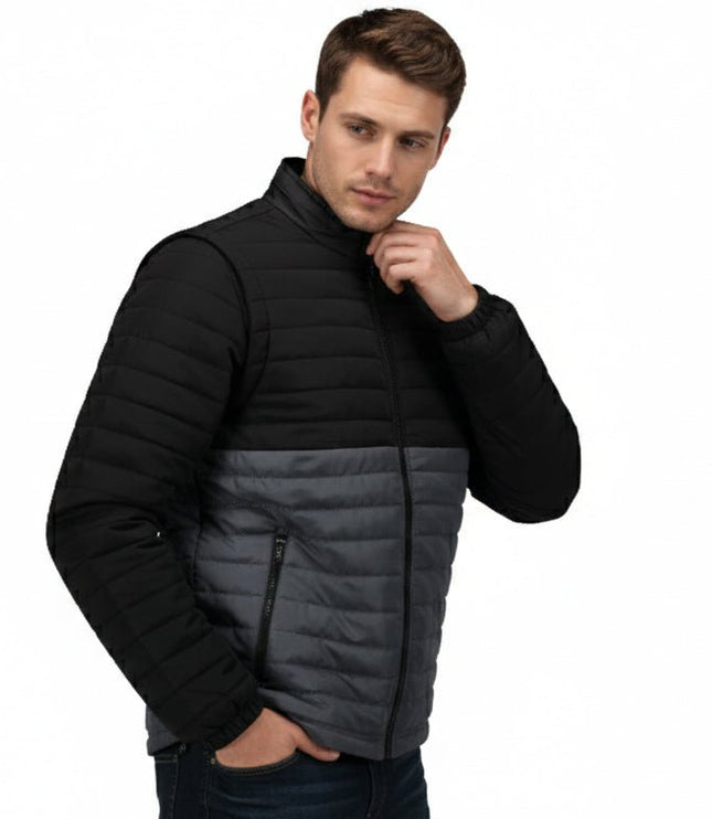 Everest Men's Puffer Jacket Removable Arms - Black/Grey - Marwin Sports