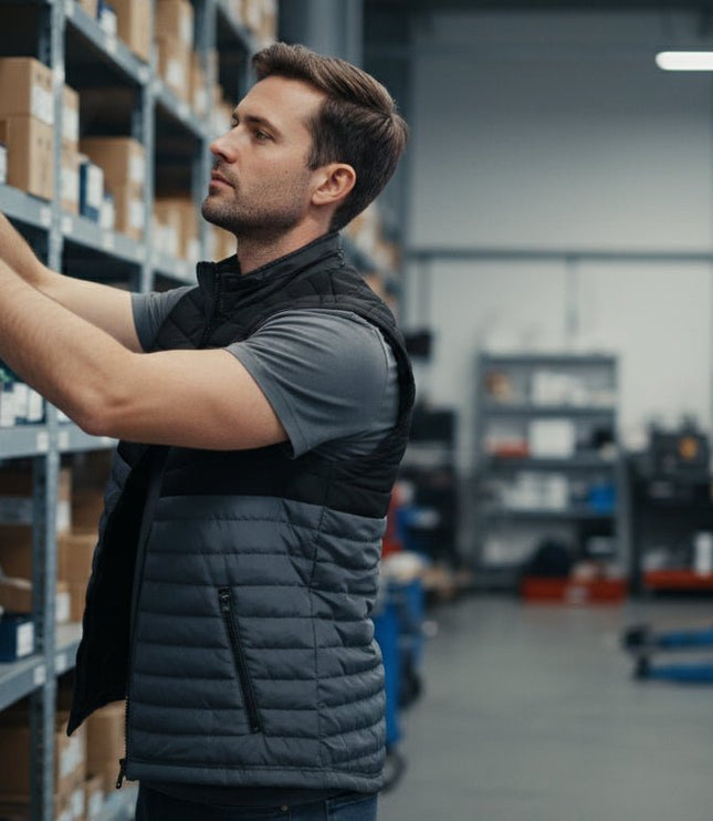 Everest Men's Puffer Jacket Removable Arms - Black/Grey - Marwin Sports