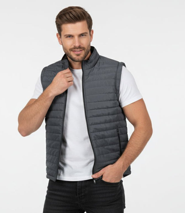 Everest Men's Puffer Jacket Removable Arms - Grey - Marwin Sports