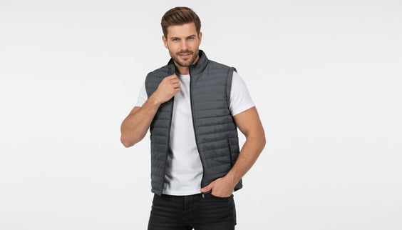 Everest Men's Puffer Jacket Removable Arms - Grey - Marwin Sports