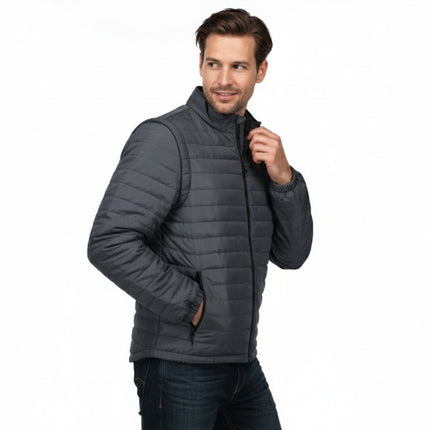 Everest Men's Puffer Jacket Removable Arms - Grey - Marwin Sports