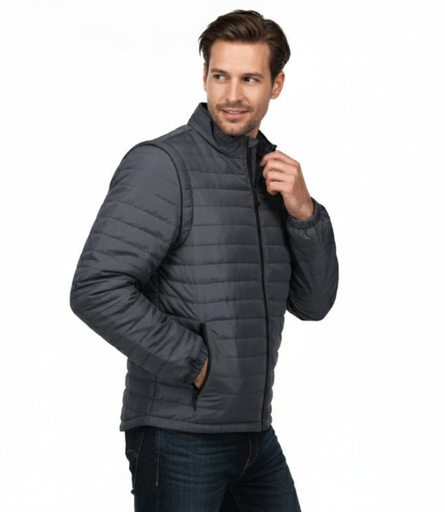Everest Men's Puffer Jacket Removable Arms - Grey - Marwin Sports