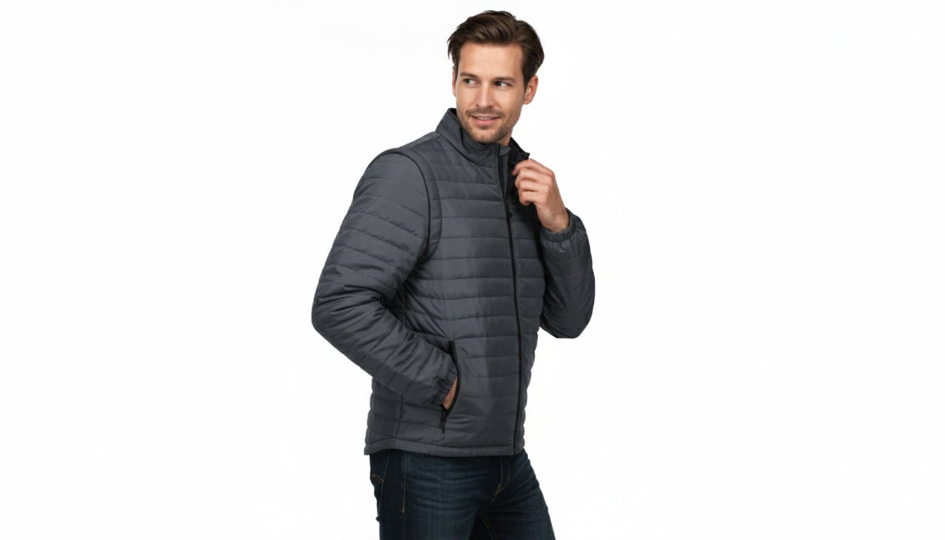 Everest Men's Puffer Jacket Removable Arms - Grey - Marwin Sports