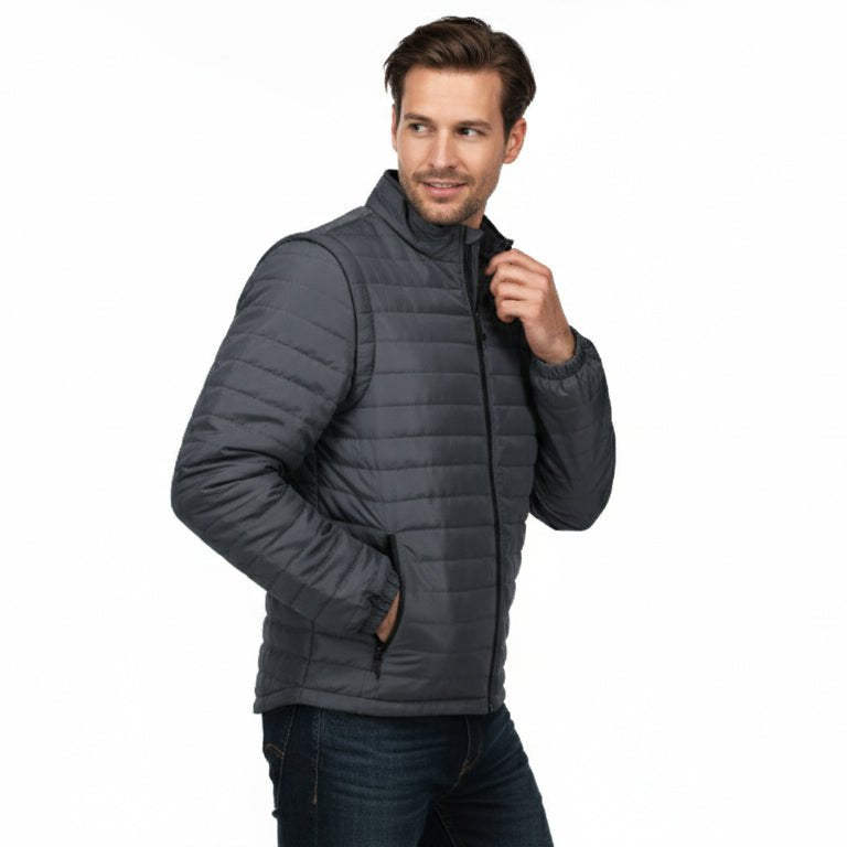 Everest Men's Puffer Jacket Removable Arms - Grey - Marwin Sports