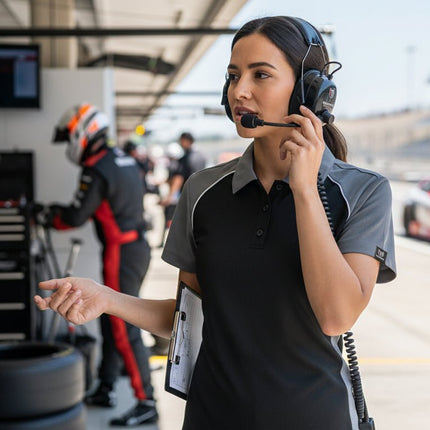 Fallon Women's Button Polo - Black/Grey/White - Marwin Sports