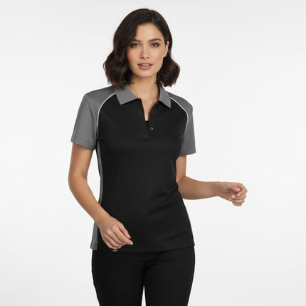 Fallon Women's Button Polo - Black/Grey/White - Marwin Sports
