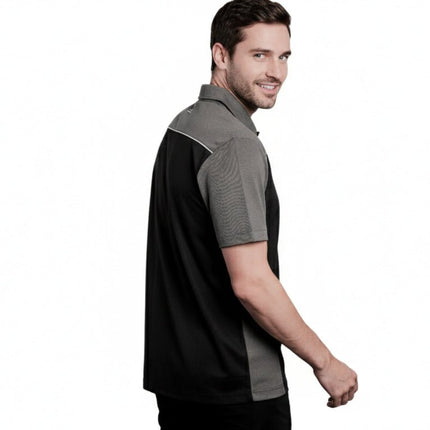 Flight Pilot Men's Button Polo - Black/Grey/White - Marwin Sports