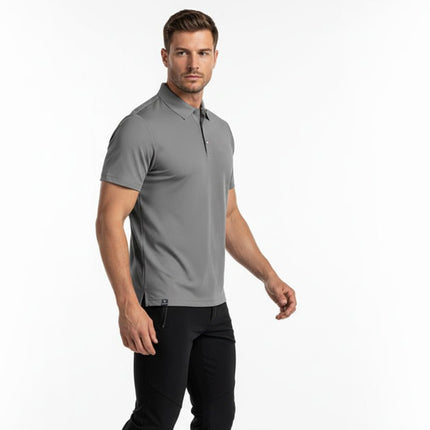 Flight Pilot Men's Button Polo - Grey - Marwin Sports
