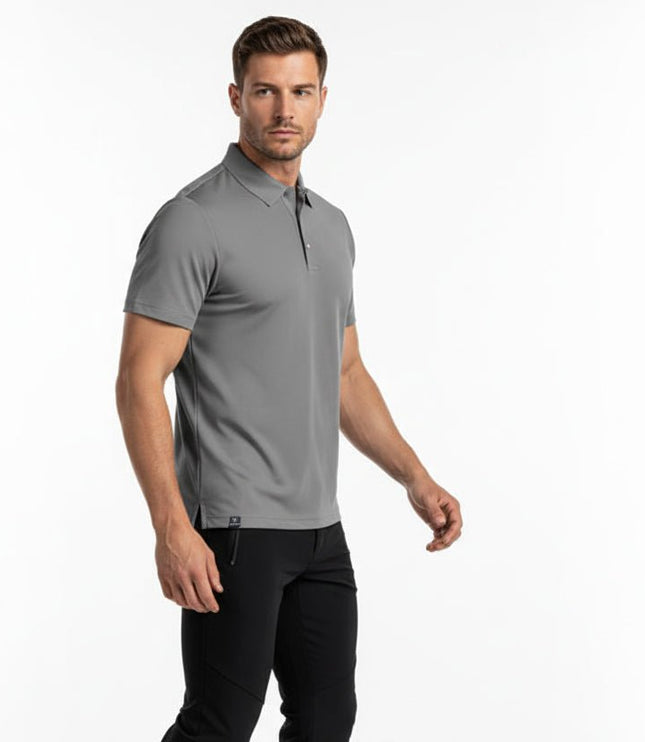 Flight Pilot Men's Button Polo - Grey - Marwin Sports