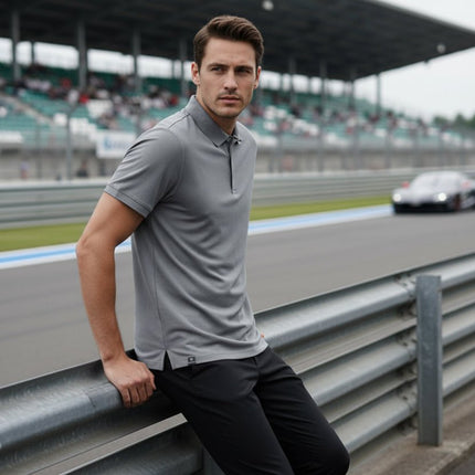 Flight Pilot Men's Button Polo - Grey - Marwin Sports