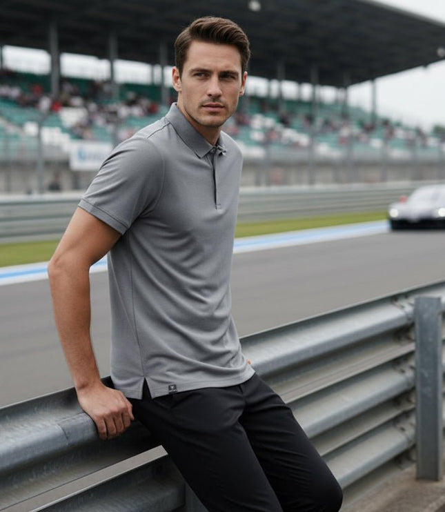 Flight Pilot Men's Button Polo - Grey - Marwin Sports