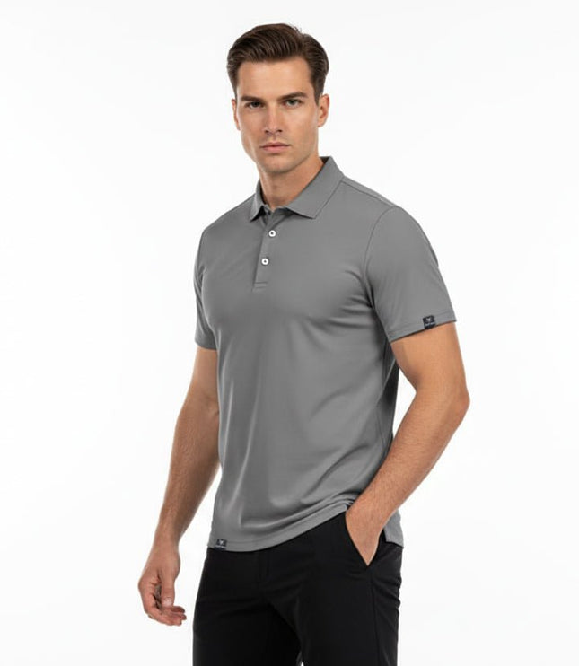 Flight Pilot Men's Button Polo - Grey - Marwin Sports