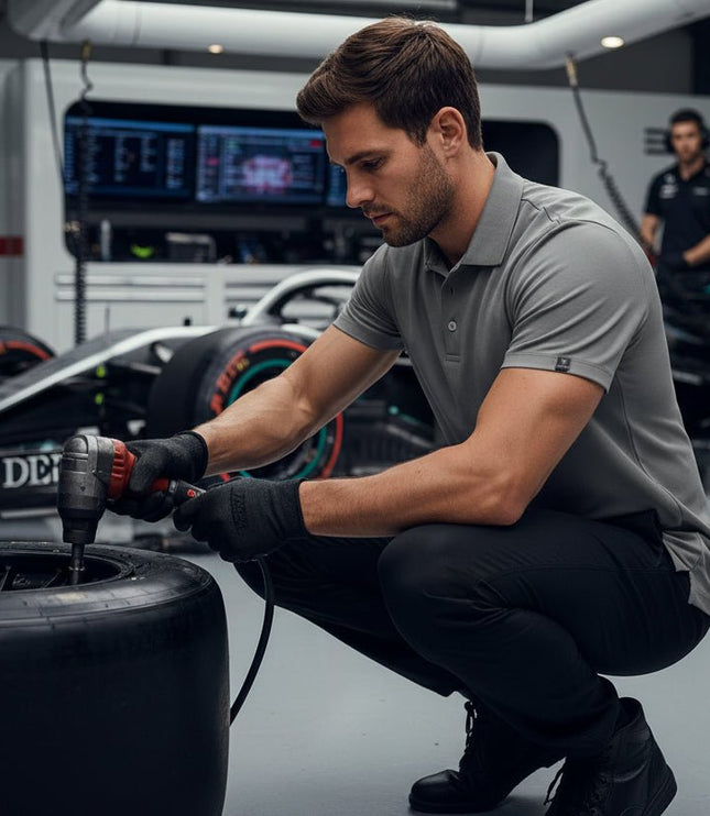 Flight Pilot Men's Button Polo - Grey - Marwin Sports