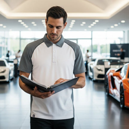 Flight Pilot Men's Button Polo - White/Grey/Black - Marwin Sports