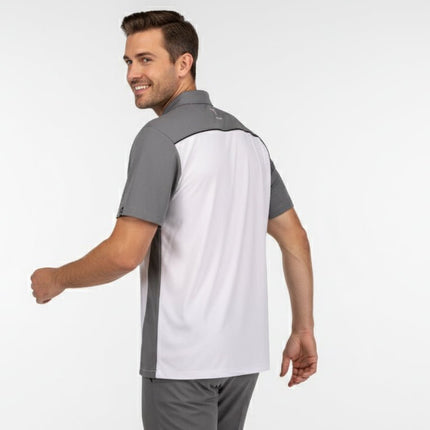 Flight Pilot Men's Button Polo - White/Grey/Black - Marwin Sports