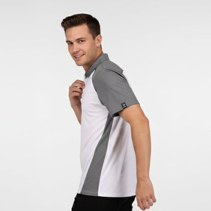 Flight Pilot Men's Button Polo - White/Grey/Black - Marwin Sports